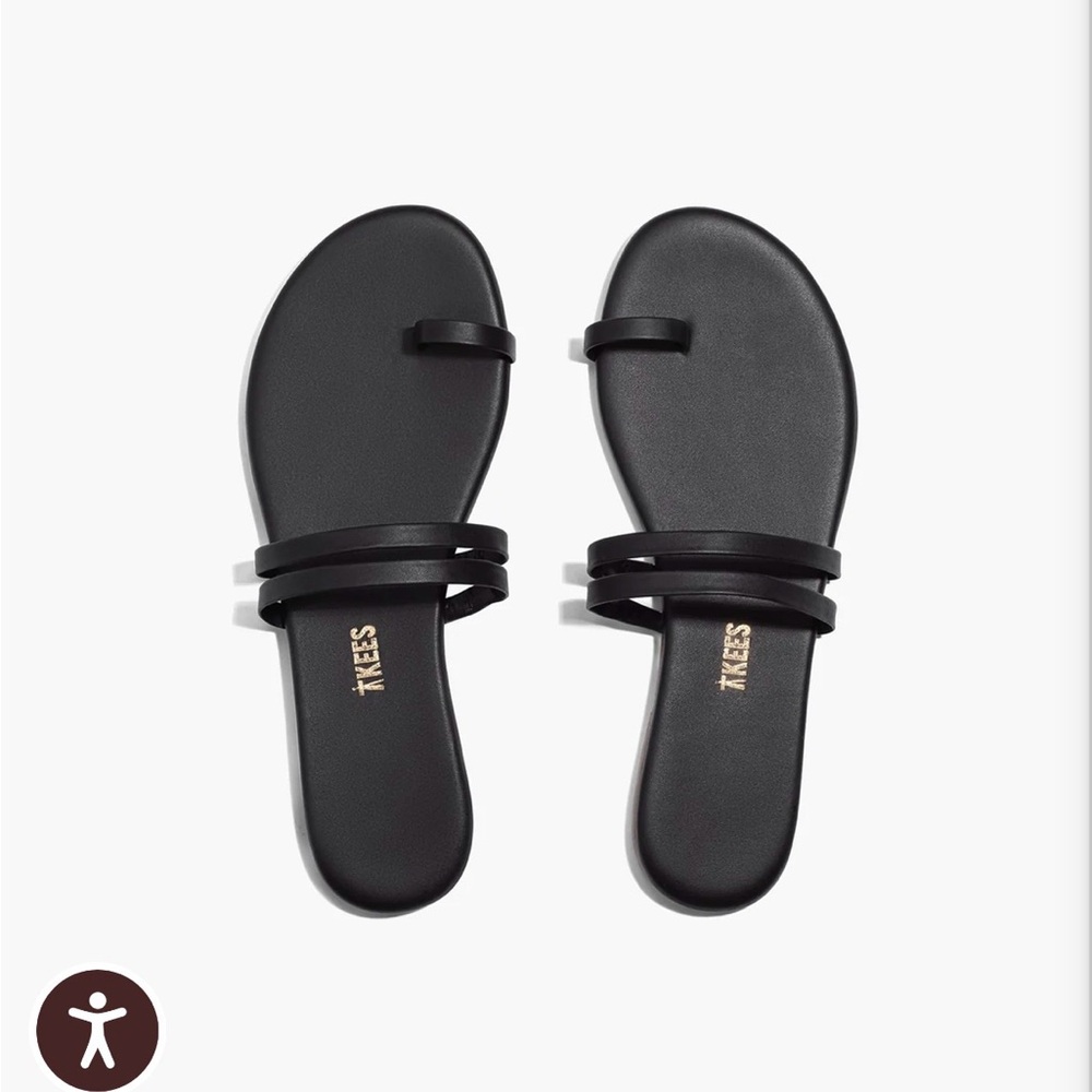 TKEES Women’s Black Double-Strap Slide Sandals